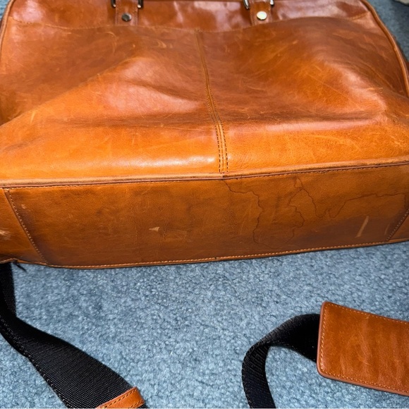Brahmin Andy Leather Briefcase Bag Cognac Brown - Picture 3 of 8